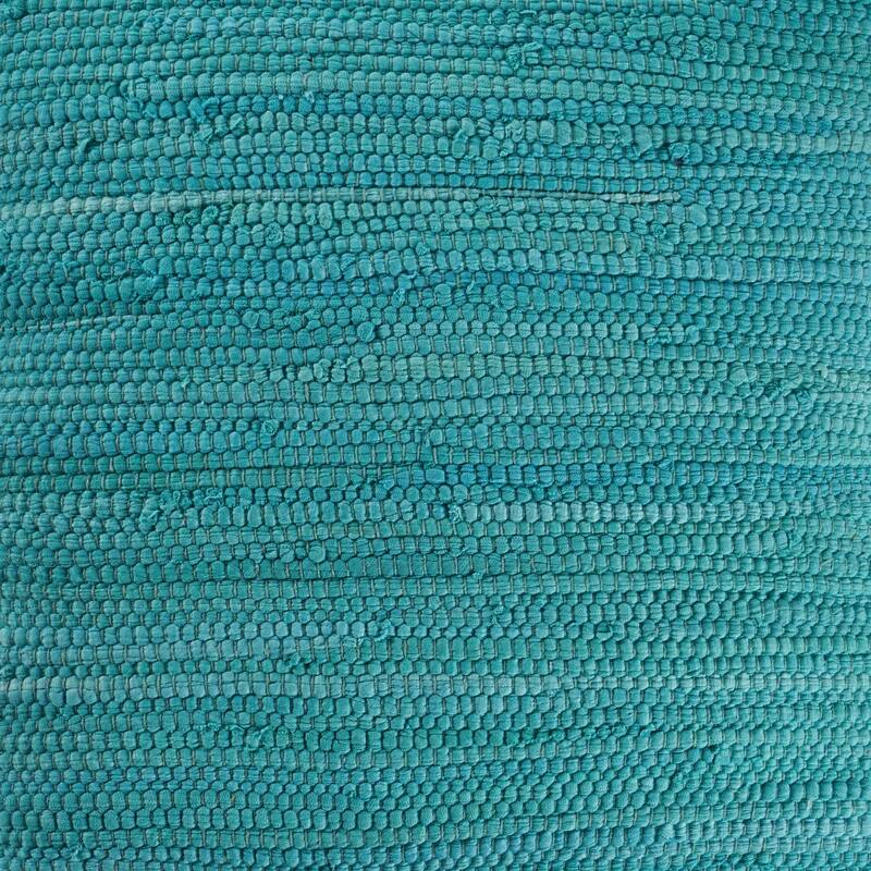 20" Turquoise Blue and Tan Handmade Bordered Square Throw Pillow