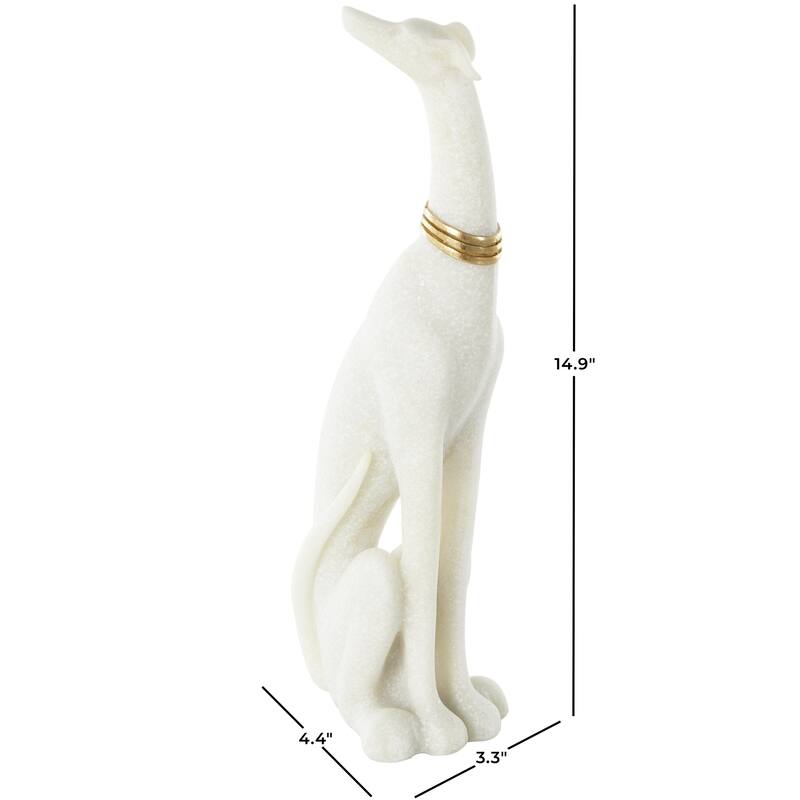 Polystone Dog Sitting Decorative Sculpture with Gold Collar - Cream - Roche River Decor