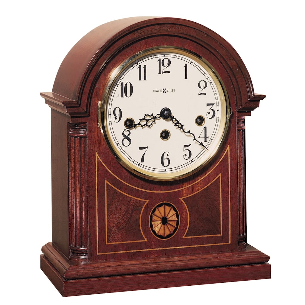 Howard Miller Mahogany Brown Barrister Chiming Mantel Clock