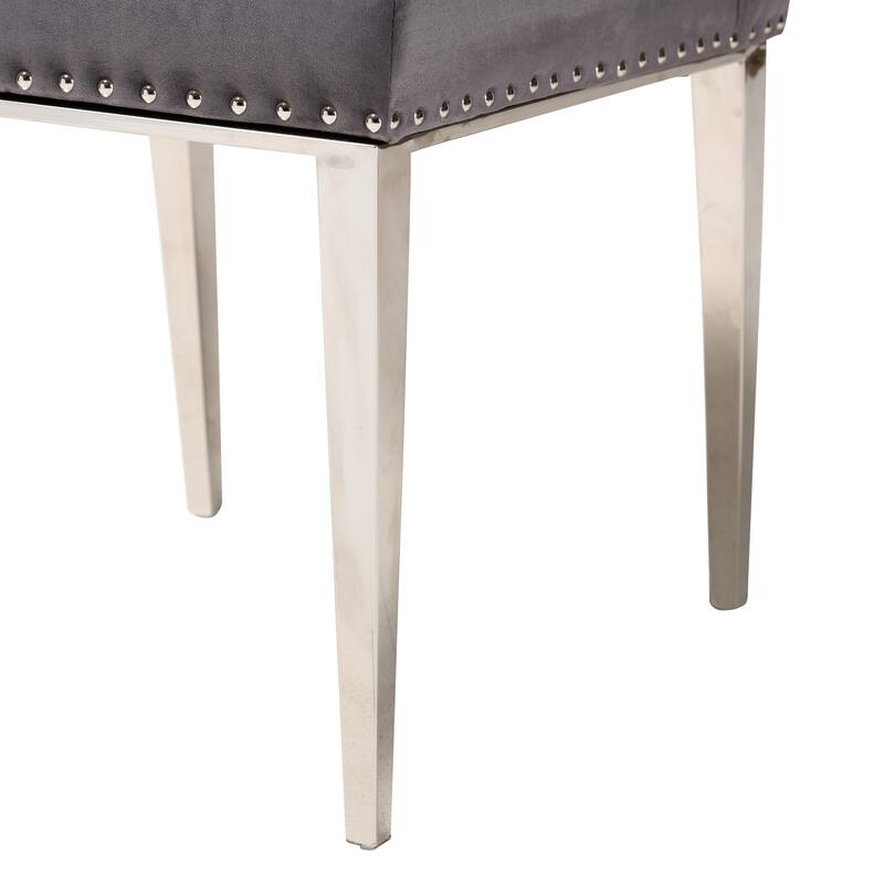 Caspera Contemporary Glam and Luxe Velvet Fabric and Metal 2-Piece Dining Chair Set