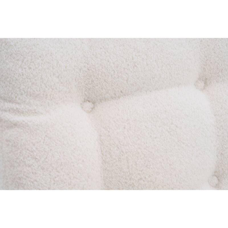 Rocking Chair with Footrest, Cream White High-Back Rocker, Rubber Wood Lounge Chair, 38.36"W x 26.77"D x 39.76"H