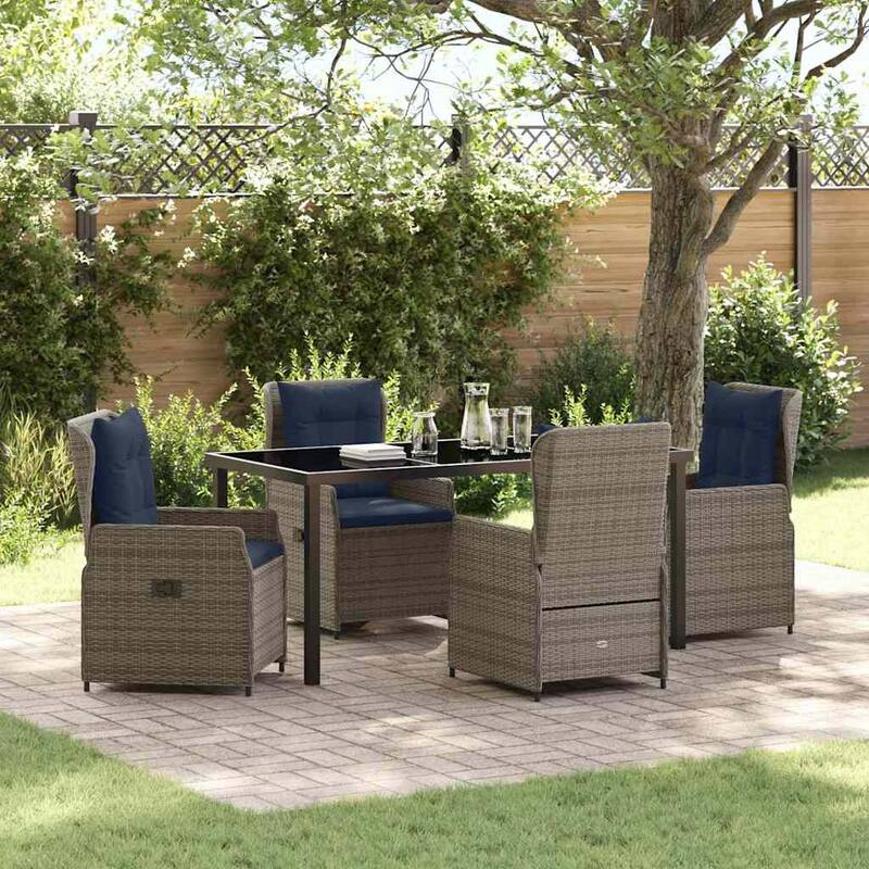 vidaXL Garden Dining Set Poly rattan - Gray-21.65x23.62x36.61 in.