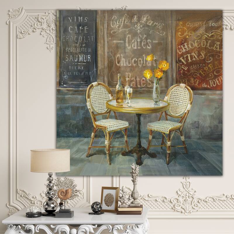 Designart "French Cafe" Traditional Canvas Artwork Print
