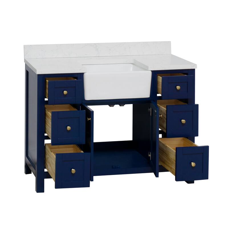 KitchenBathCollection Yorkshire 48" Farmhouse Bathroom Vanity with Engineered Marble Top