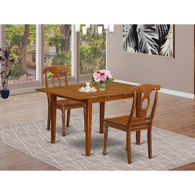 HomeStock 3-Piece Saddle Brown Finish Solid Wood Top Dining Table Set
