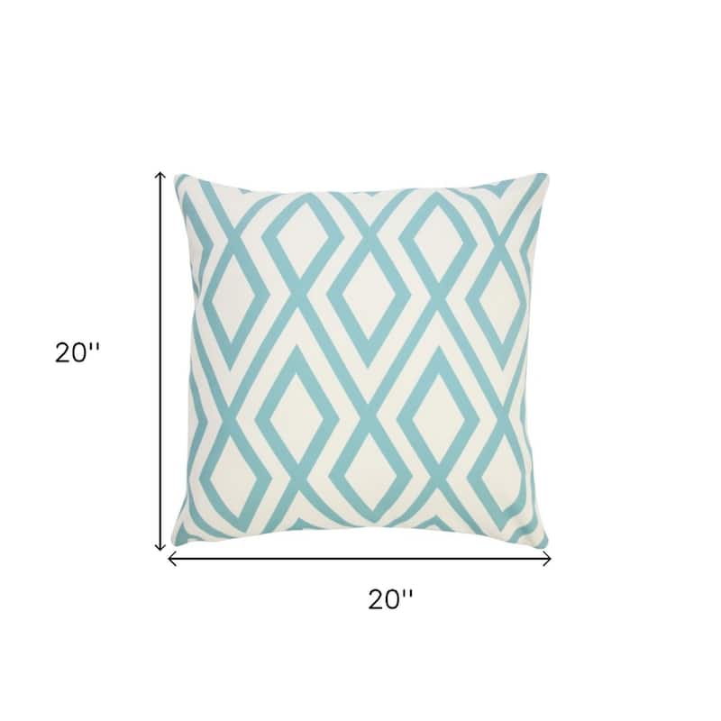 HomeRoots 20" Aqua and White Geometric Indoor Outdoor Throw Pillow - 20