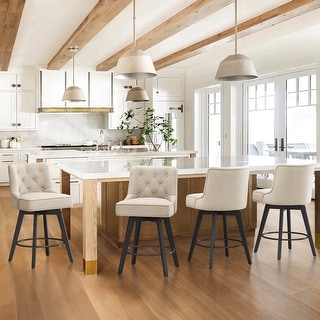 Modern 26 in. Counter Height Barstools 360 Free Swivel Set of 4 Bar Stools with Back