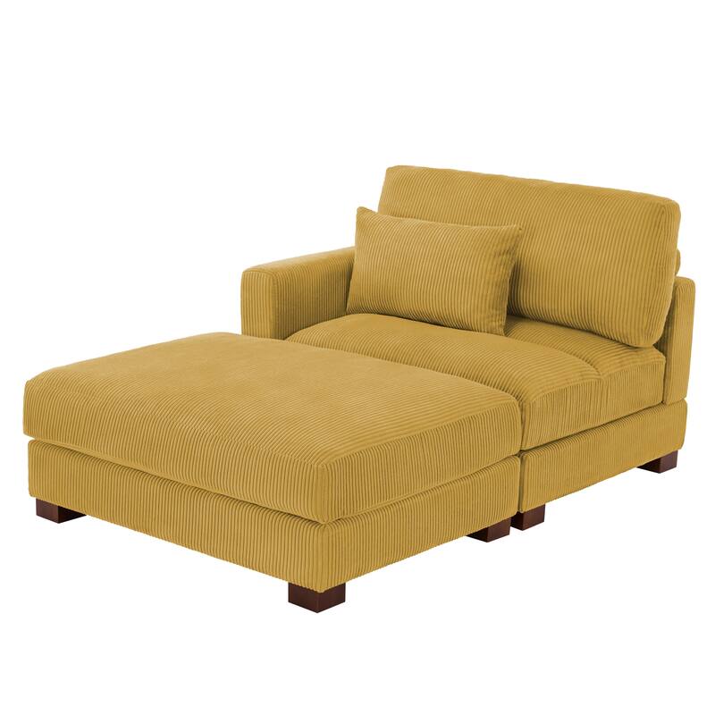 Modern 43'' Corduroy Comfy Sectional Chaise Lounge with Pillow