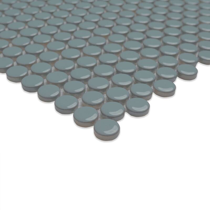 Ackland AKM-P-12X11PRG-CA 11" x 12" Porcelain Penny Floor and Wall - Blue Maris