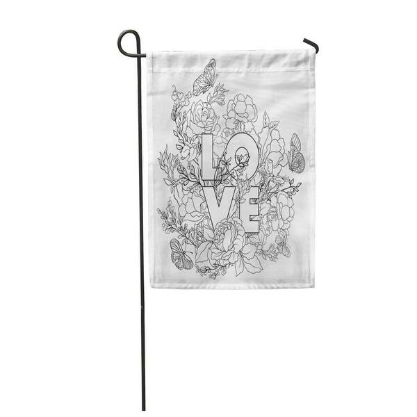 Rose Flower Word Love Outline Drawing Coloring Page Book Garden Flag Decorative Flag House Banner 28x40 Inch N A On Sale Overstock 31368290
