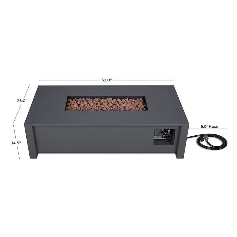Keenan 52" Rectangle Propane Fire Table in Gray by Real Flame
