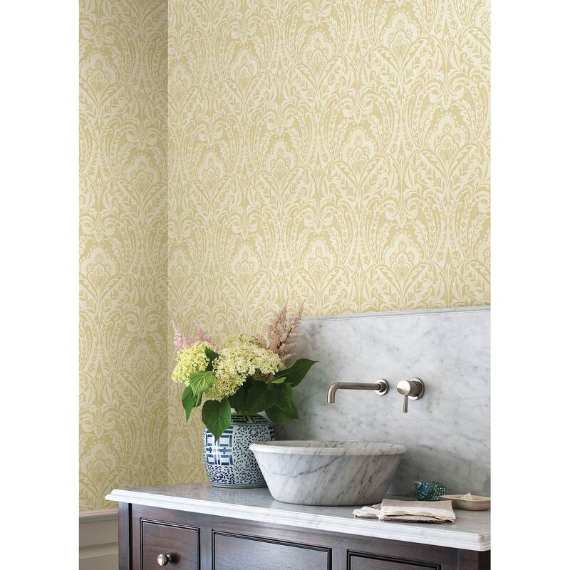 A-Street Prints Berkshire Butter Damask Wallpaper