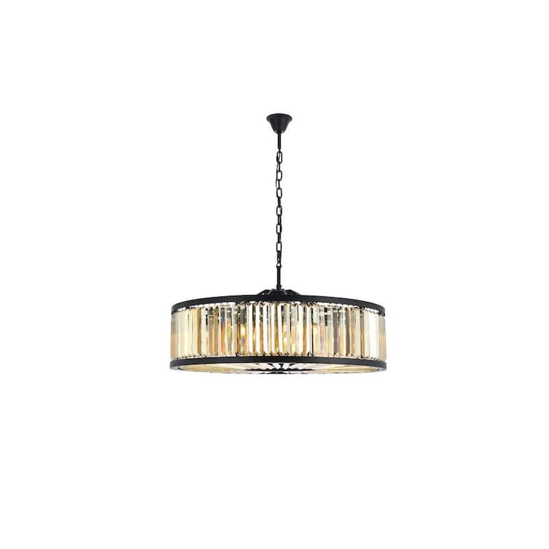 Royce Edge 10-Light Matte Black Chandelier - matte black (royal cut golden teak crystals)