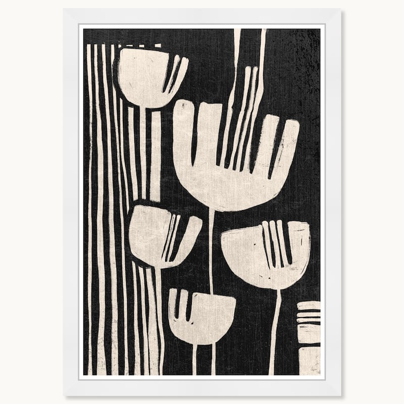 Wynwood Studio Noir Lillies Framed Boho Minimalist Abstract Prints - 15 x 21 - White