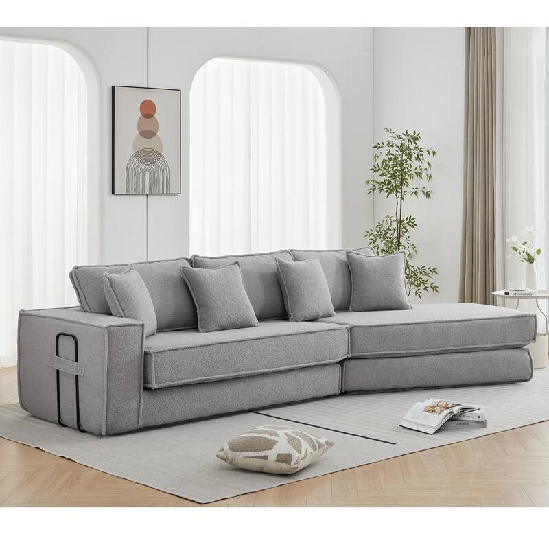 Convertible Folding Sofa Bed with Pillow, Velvet Floor Sleeper Couch for Living Room, Space-Saving Gaming Chair Mattress