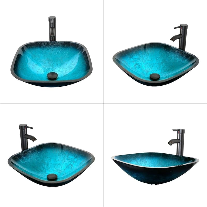 Eclife Artistic Vessel Sinks for Bathroom Vanity Tempered Glass Ceramic Basin