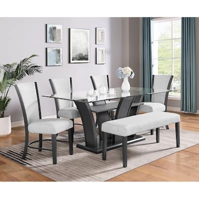 Janna Dove Modern Glass Dining Room Set