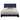 Fabric Eastern King Bed with Geometric Pattern Nailhead Trims, Blue