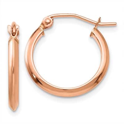 Curata 14k Rose Gold Polished 15x2.5mm Knife Edge Hoop Earrings