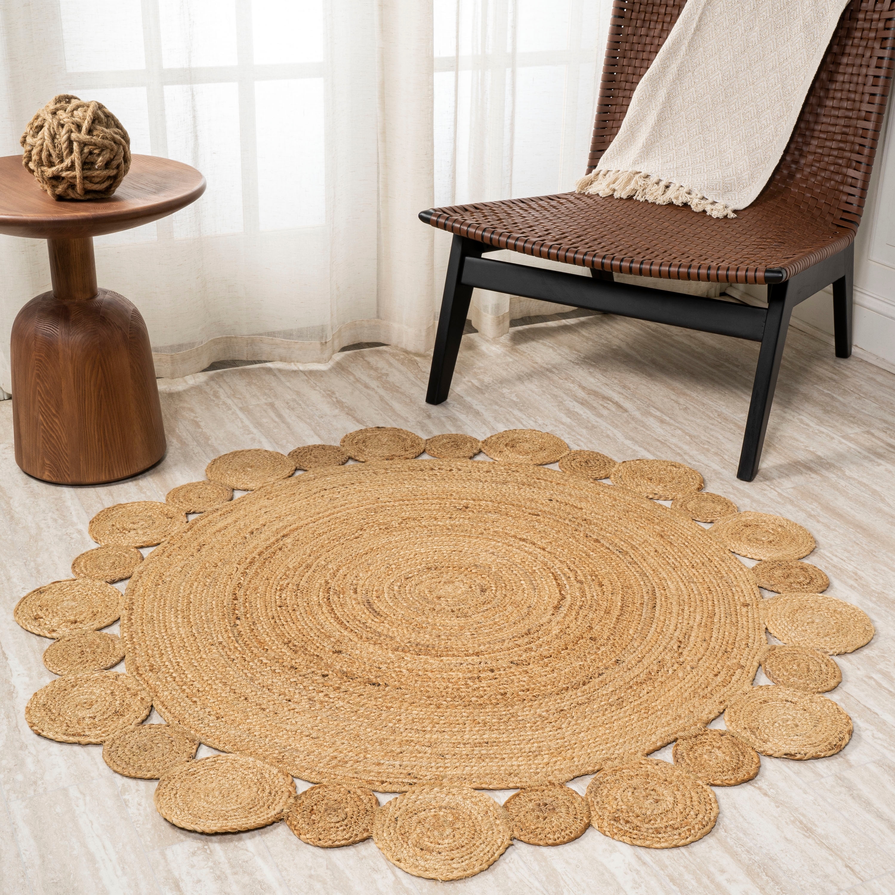 JONATHAN Y Eden Round Natural Jute hippie Circle Round Area Rug