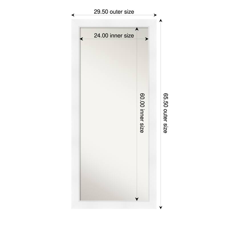 Sloped Non-Beveled Framed Full-Length Floor Leaner Mirror - 30 x 66 in - Sloped White