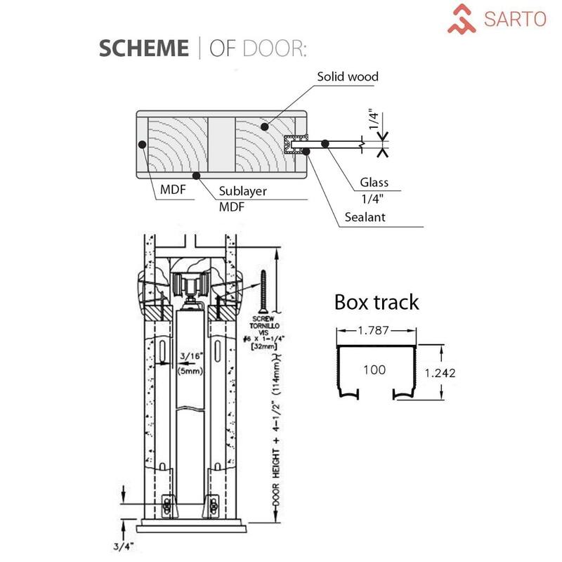 French Pocket Door 28x80 with Planum 0016 Grey Matte with Kit Trims Rail