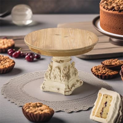 Wood Cake Plate with Magnesium Base