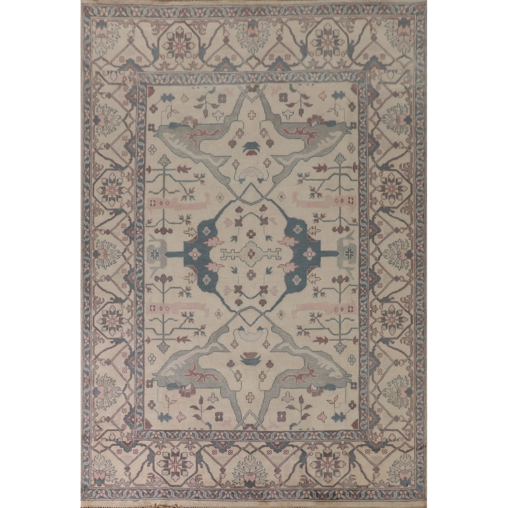 Oushak Oriental Area Rug Handmade Floral Wool Carpet - 9'0" x 11'9"