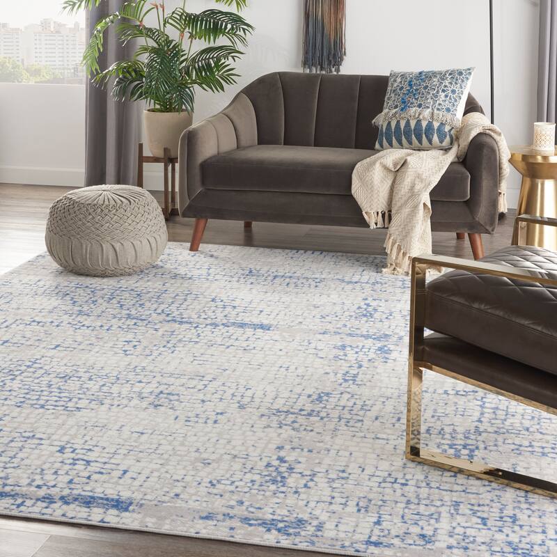 Nourison Whimsicle Modern Geometric Abstract Area Rug - 8'4" x 11'6" - Grey Blue - Runner/Rectangle