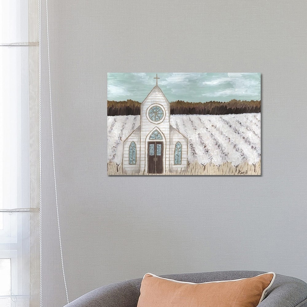 iCanvas "Farm Sketch Church Landscape" by Kathleen Bryan Canvas Print