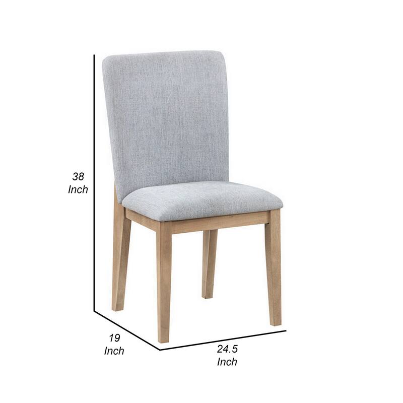 Emi 25 Inch Dining Chair Set of 2, Cushioned Seat, Gray Linen Upholstery