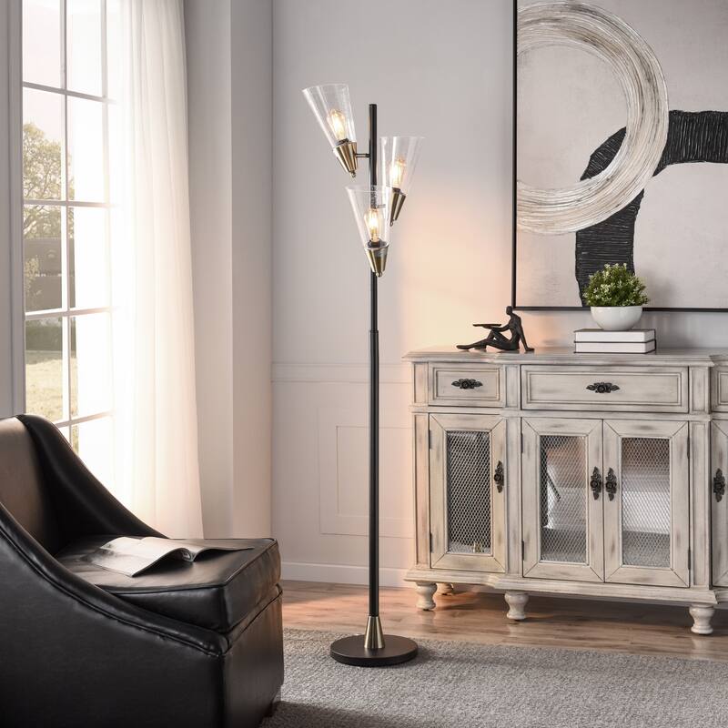 StyleCraft Mercer Floor Lamp - Pesch Gold & Black