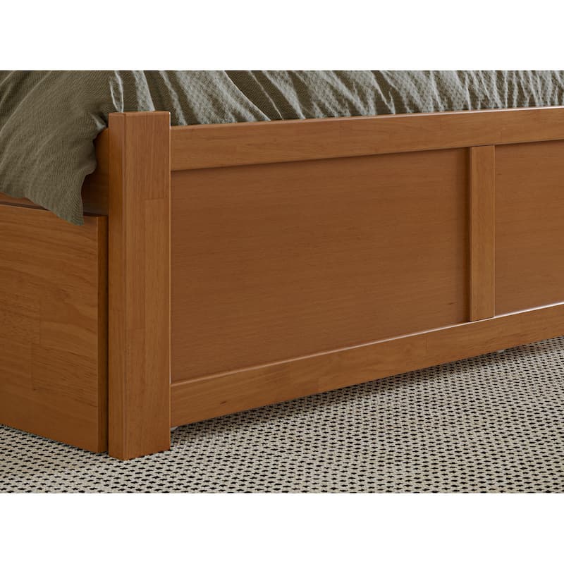 Mission Full Platform Bed with Footboard and Full Trundle Bed