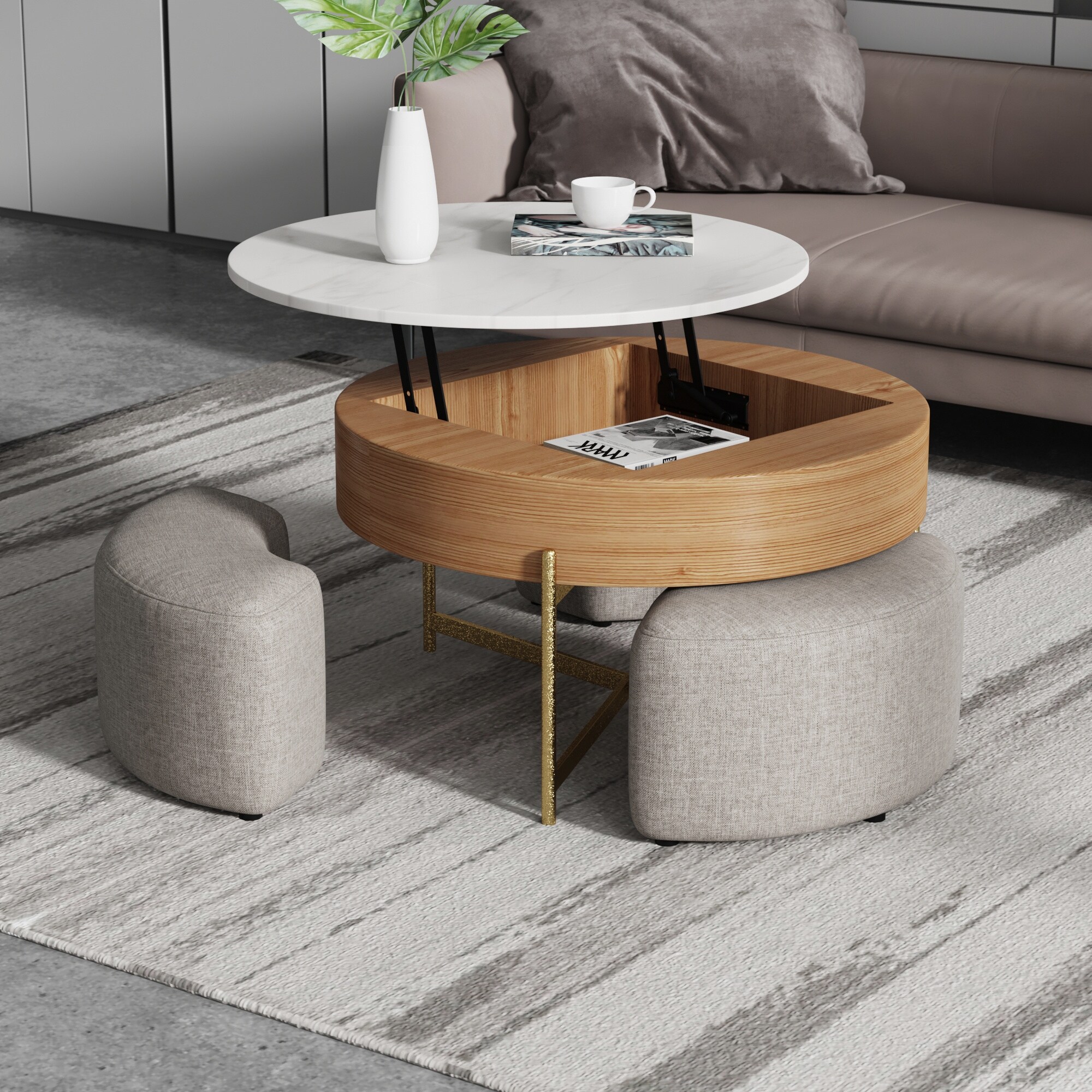 Lift top coffee table with stools clearance