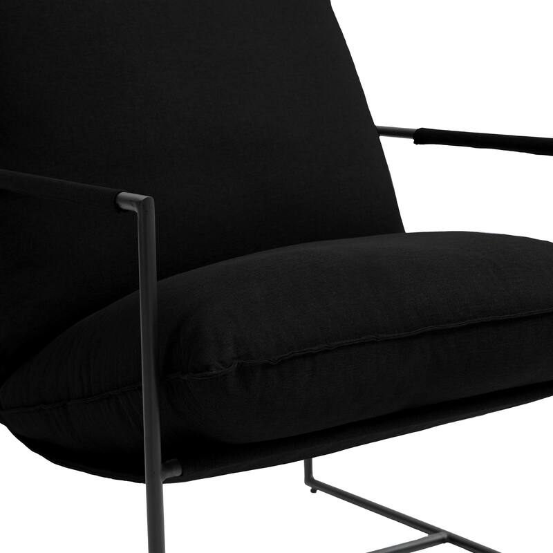 Modern Metal Frame Upholstered Sling Accent Armchair