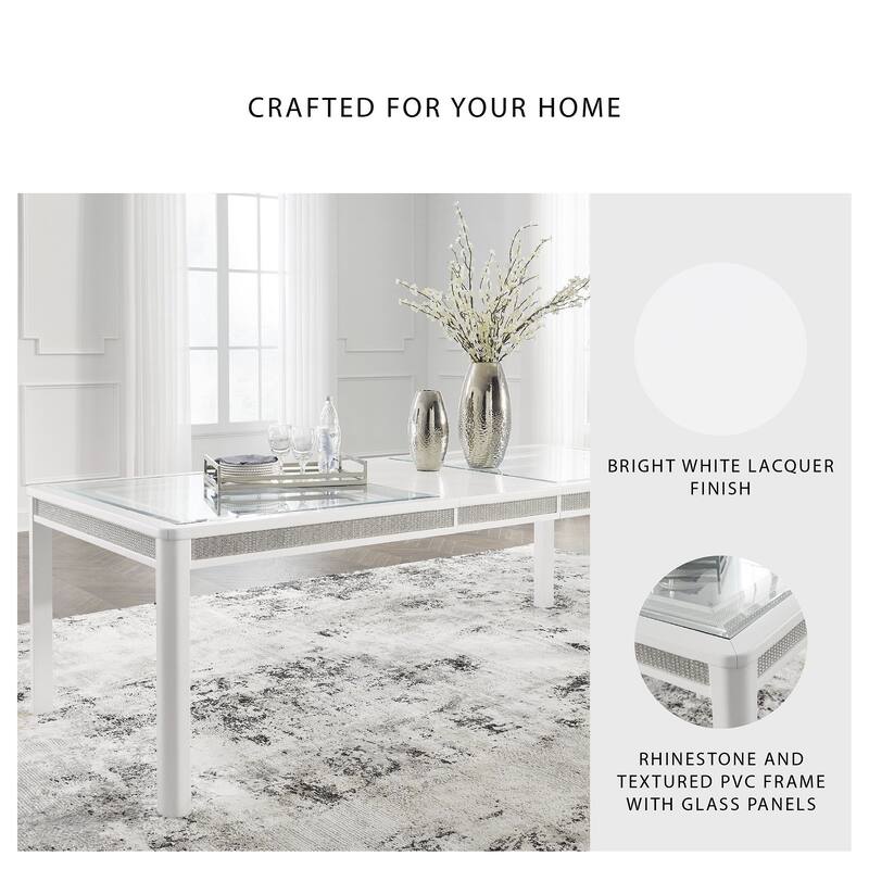 Signature Design by Ashley Chalanna White/Green Rectangular Dining Extension Table - 42"W x 96"D x 30"H