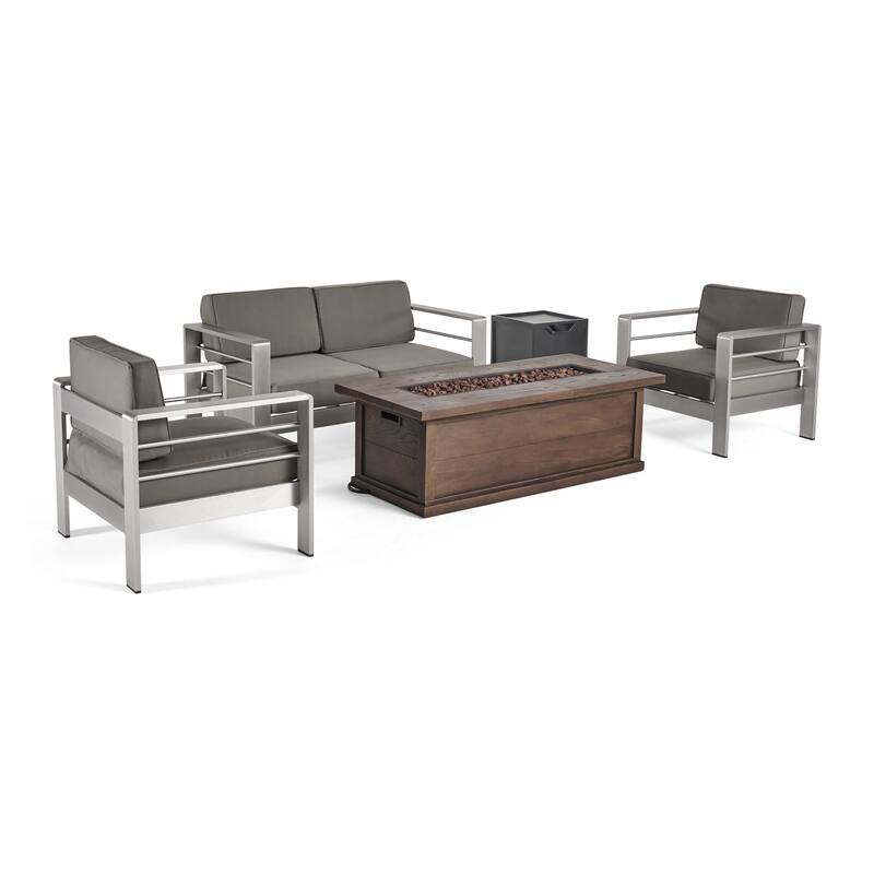 Cape Coral Outdoor 5-piece Chat Set with 56-inch Fire Table by Christopher Knight Home