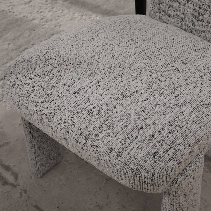 Modern Upholstered Chenille Dining Chair Set, Armless Kitchen Side Chairs Curved Back Accent Chairs w/ Wood Legs for Living Room