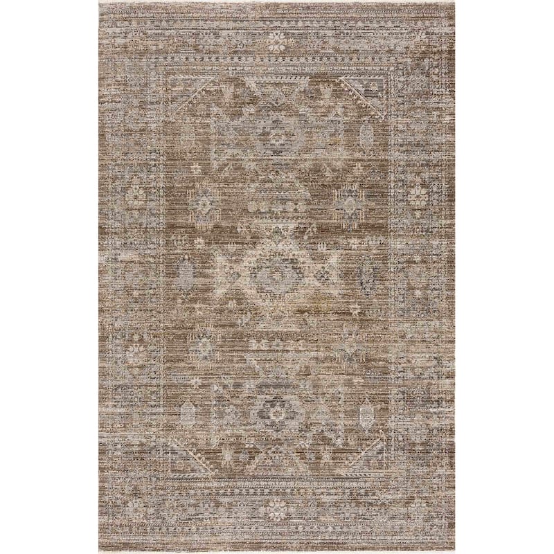 Hauteloom Yamir Hallway, Kitchen Machine Washable Patio Outdoor Runner Rug - Dark Brown, Sage Green - 2'7" x 7'3"