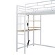 preview thumbnail 79 of 77, Twin/Full Size Loft Bed with Bulit-in Desk and LED Light, Metal Loft Bedframe with Wardrobe, Storage Shelves and Power Outlet