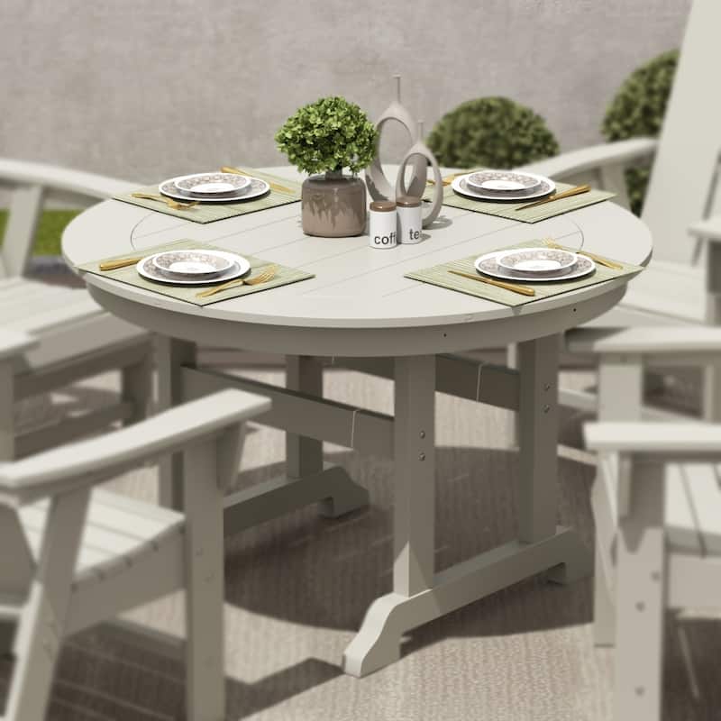 Polytrends Laguna Hdpe All Weather Outdoor Patio 47" Round Dining Table - Sand