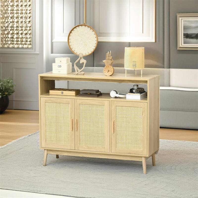 Sideboard Buffet Cabinet with Rattan Doors