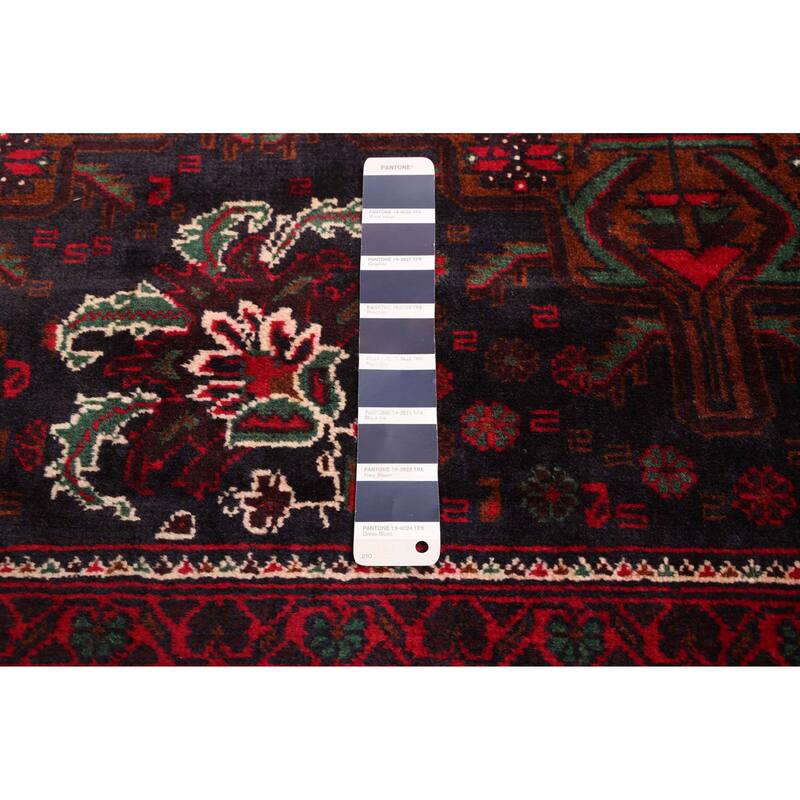 ECARPETGALLERY Hand-knotted Teimani Dark Navy, Red Wool Rug - 3'11 x 6'8