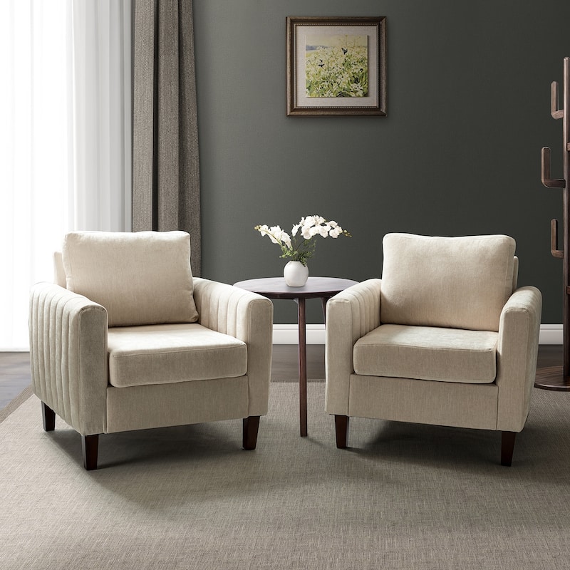 Ganymedes Comfy Accent Club Chair with Wood Base by HULALA HOME