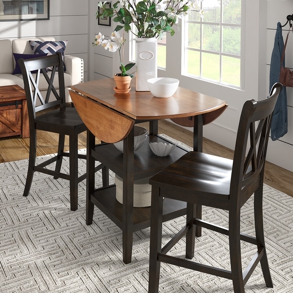 Eleanor Antique Black Drop Leaf Counter Height Table Dining Set By Inspire Q Classic Overstock