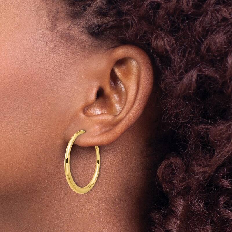 Curata 14k Yellow Gold Polished Hoop Post Earrings - 32.1x32.2mm