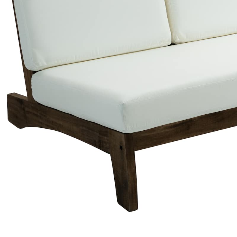 Sectional Wood Furniture 2 Seat Armless Patio Sofa