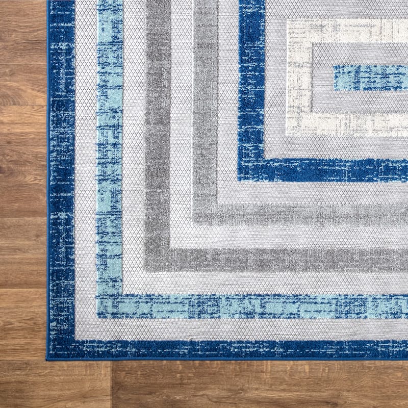 Abani Rugs HAM240A Blue Grey Multi Rectangle Area Rug