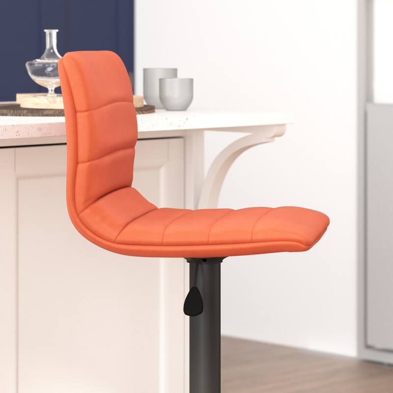 Modern Vinyl Stitch Back Adjustable Height Barstool - 16"W x 19"D x 35" - 44"H