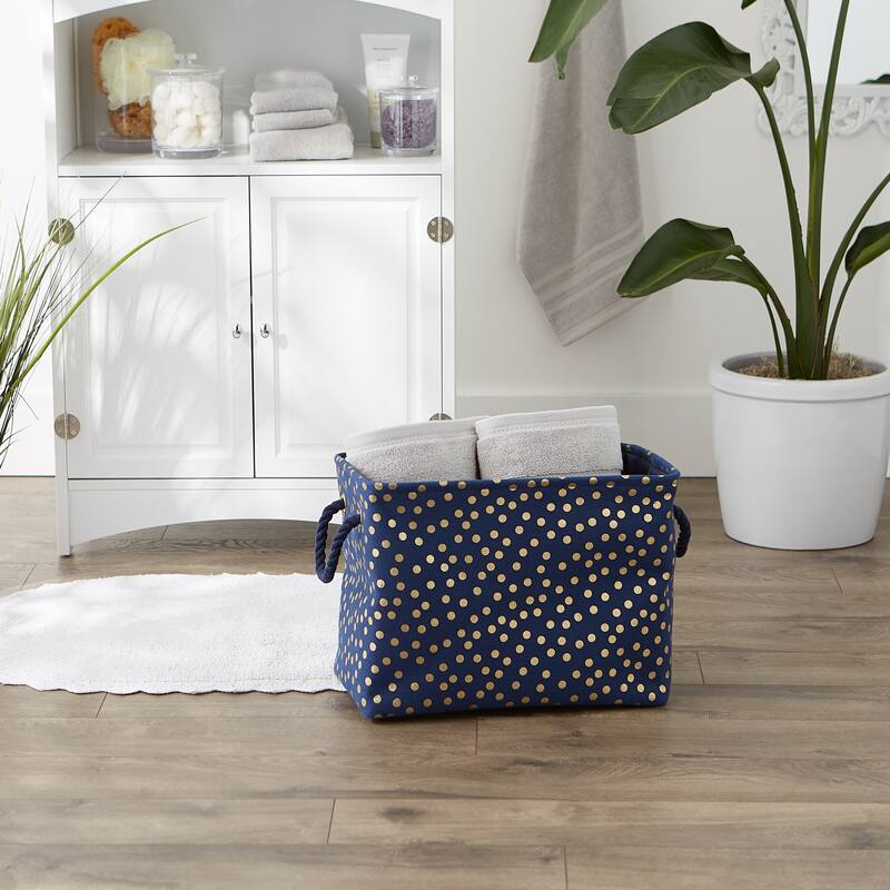 Polyester Bin Dots, Gold-Black Rectangle Medium 16x10x12 - 16x10x12"
